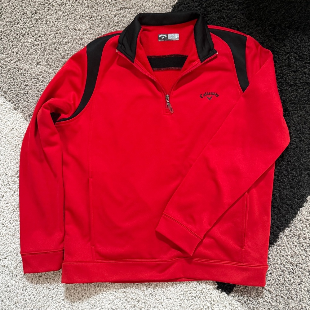 Callaway Men’s Medium 1/4 Zip Pullover Red Black Golf Performance